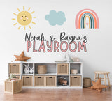 Rainbow Sun Cloud Playroom Decals, Personalized Playroom Wall Decal, Wall Decal, Custom Wall Decal, Custom Playroom Decal, Decal with Name