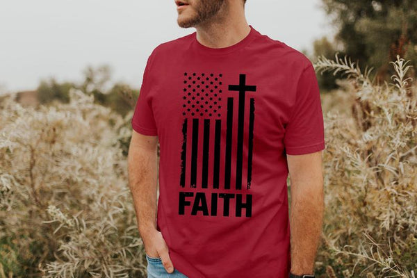 Mens Christian Shirt, Faith Flag, Cross Shirt, Faith Shirt, Flag Shirt - TheLifeTeeCo