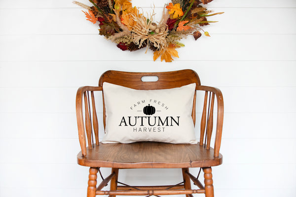 Farm Fresh Autumn Harvest, Fall Pillow, Fall Decor, Fall Farmhouse, Lumbar Pillow, 12x20 - TheLifeTeeCo