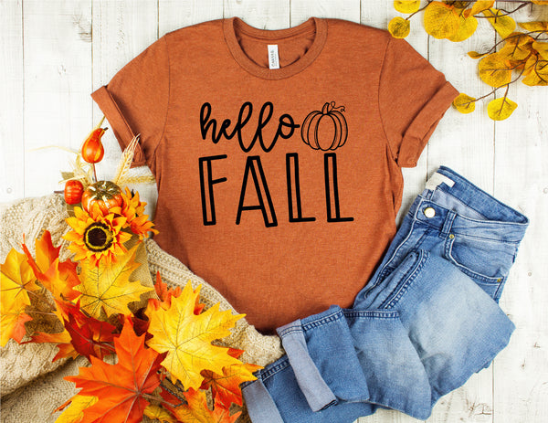 Hello Fall, Fall Shirts Women, Cute Fall Shirt, Cute Fall Graphic Tees, Fall Graphic Tees for Women, Womens Fall Tee - TheLifeTeeCo
