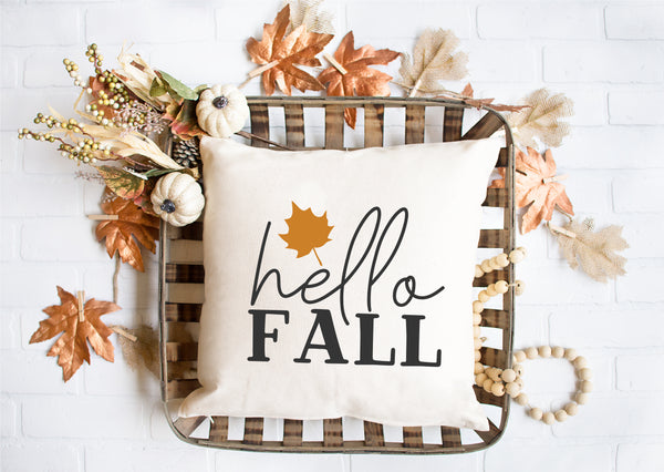 Hello Fall, Fall Pillow, Fall Decor, Halloween, Autumn, Leaves, Home Decor - TheLifeTeeCo