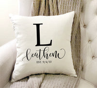 Last Name Pillow, Initial Pillow, Personalized Pillow, Family Pillow, Housewarming Gift, Est. Pillow, Wedding Pillow - TheLifeTeeCo