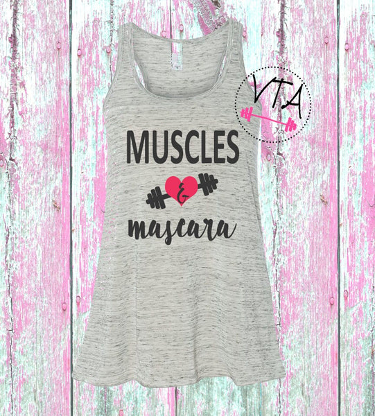 Muscles and Mascara Tank Top. Workout Shirt. Gym Tank. Training Tank Top. Lifting Tank Top.