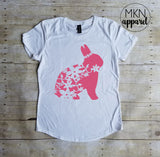 Floral Bunny Shirt, Cute Spring Shirt, Adult Easter Bunny Shirt, Bunny Shirt, Easter Shirt